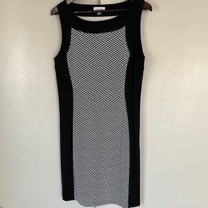 NWOT Calvin Klein Black & White Sleeveless Midi Sheath Dress